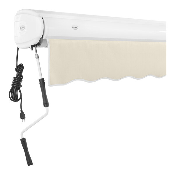 An Awntech linen Key West retractable patio awning with a protective hood.