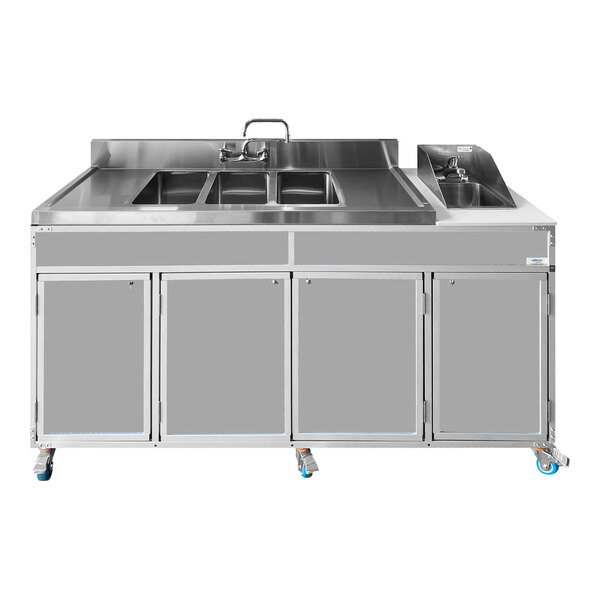 Monsam NS004DBGRAY Gray Four Basin Portable SelfContained Sink with