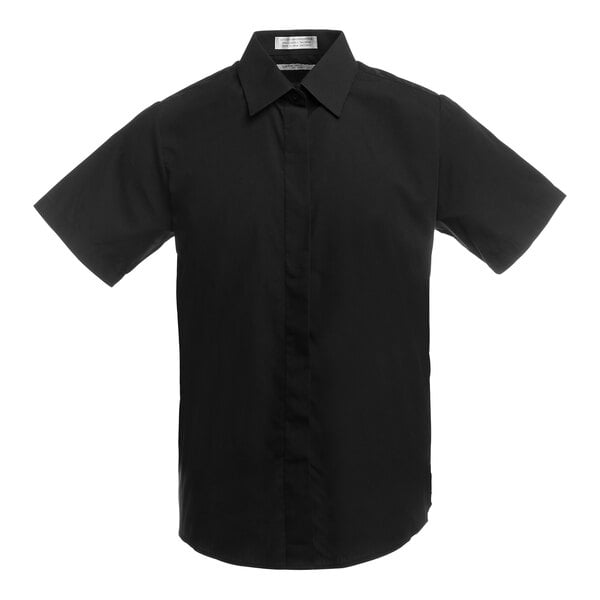 A Henry Segal black short sleeve bistro shirt with a collar.