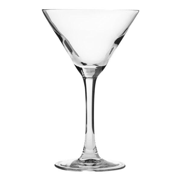 An Arcoroc Romeo clear martini glass with a stem.