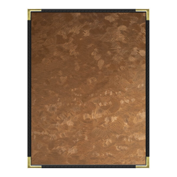 A brown and gold brushed metallic menu cover.