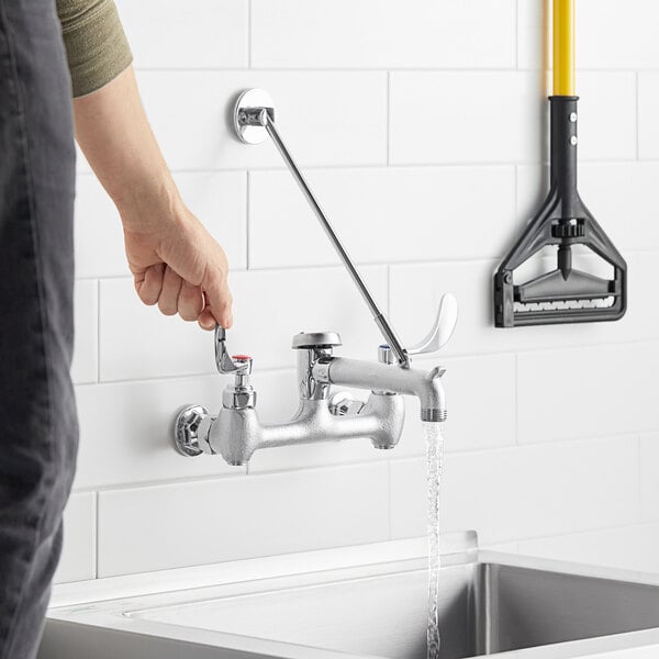 Regency Wall Mounted Mop Sink Faucet with 6 1/2 Spout, 8 Centers, and  Vacuum Breaker