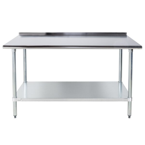 Advance Tabco FLAG-245-X 24" x 60" 16 Gauge Stainless Steel Work Table with 1 1/2" Backsplash and Galvanized Undershelf