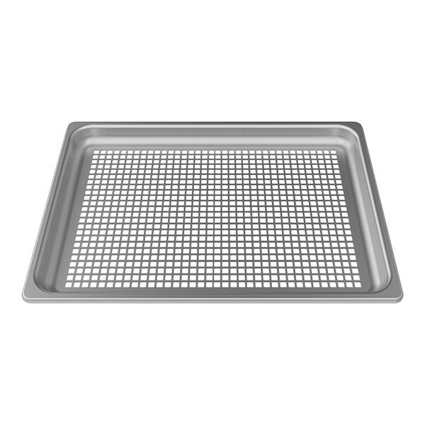 A stainless steel Unox perforated tray with holes in it.