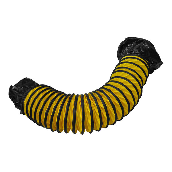A yellow and black flexible PVC tube with black ends.