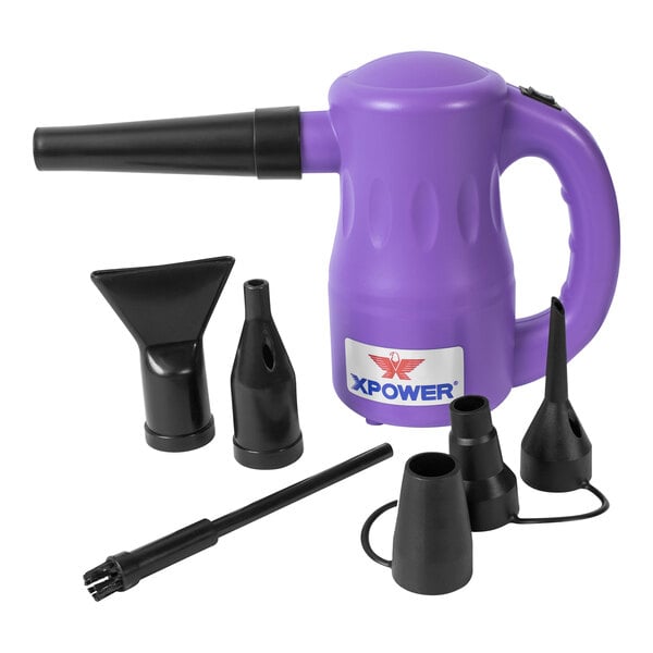 A purple XPOWER Airrow Pro B-53 air blower with black nozzles.