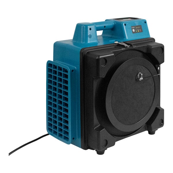 A blue and black XPOWER air scrubber machine.