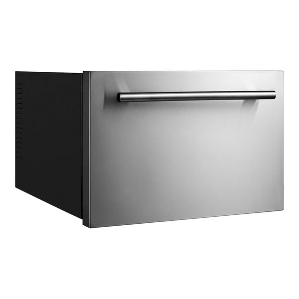 A black Summit Appliance wine cooler drawer on a counter.