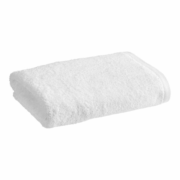 A white rolled up 1888 Mills Millennium bath towel.