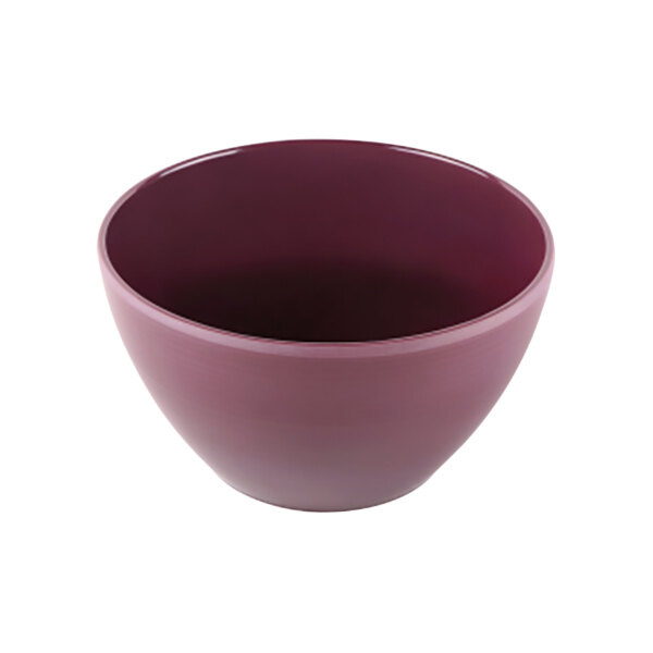 A close up of a purple Elite Global Solutions melamine bowl.