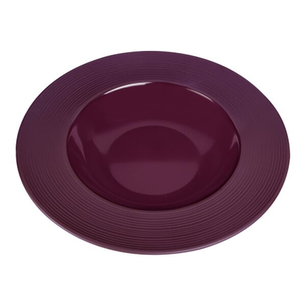 A purple melamine bowl with a circular rim.