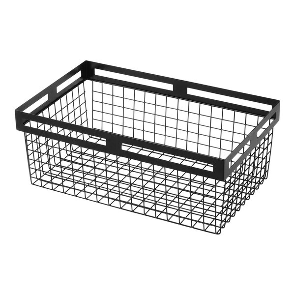 An American Metalcraft black metal basket with a black wire handle.