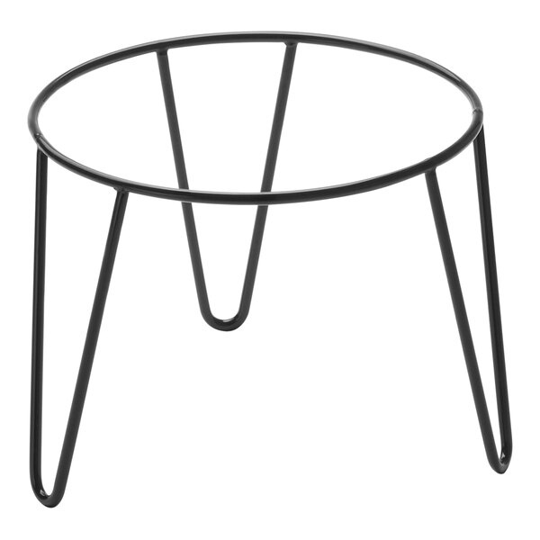 An American Metalcraft black metal hairpin stand with legs.