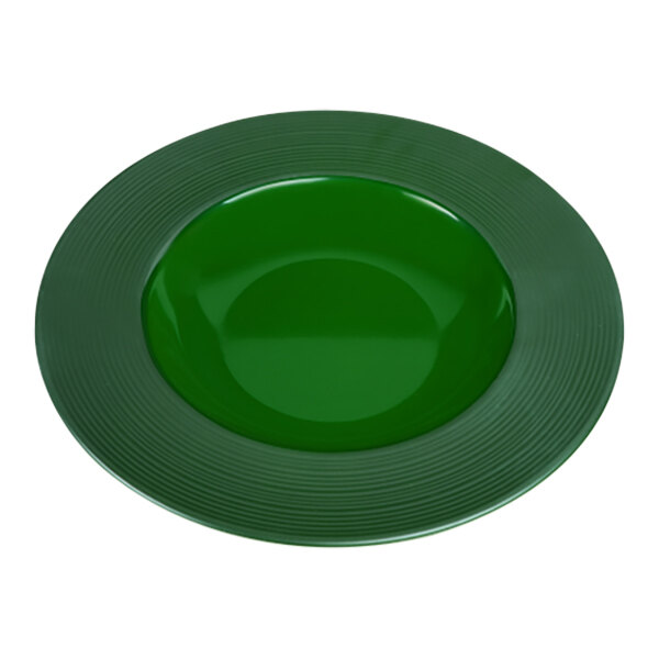 A green bowl with a white center.