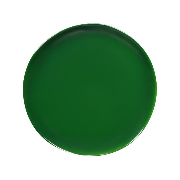 A green plate with a green reactive glaze.