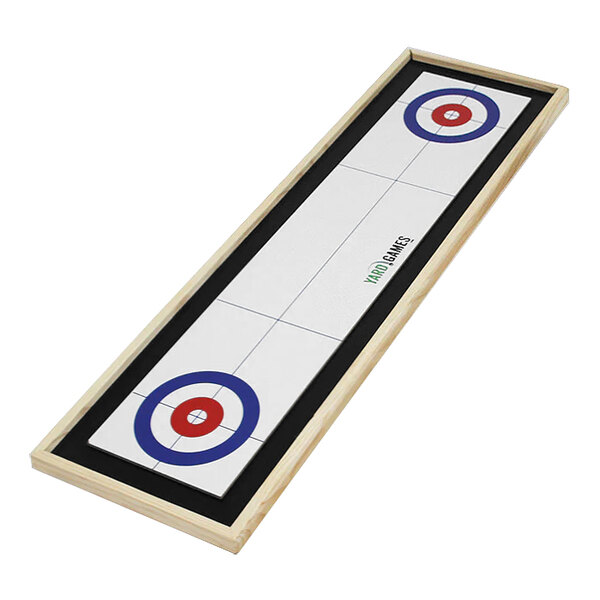 A Yard Games table top with a curling and shuffleboard game board.