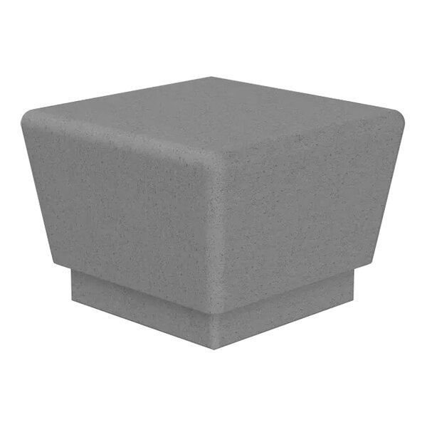 A Wausau Tile concrete square bench with a square base in gray.