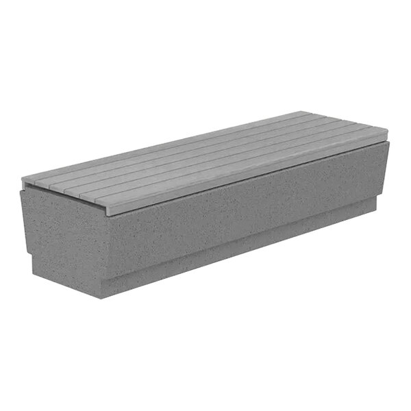 A grey Wausau Tile rectangular bench with recycled plastic lumber slats.