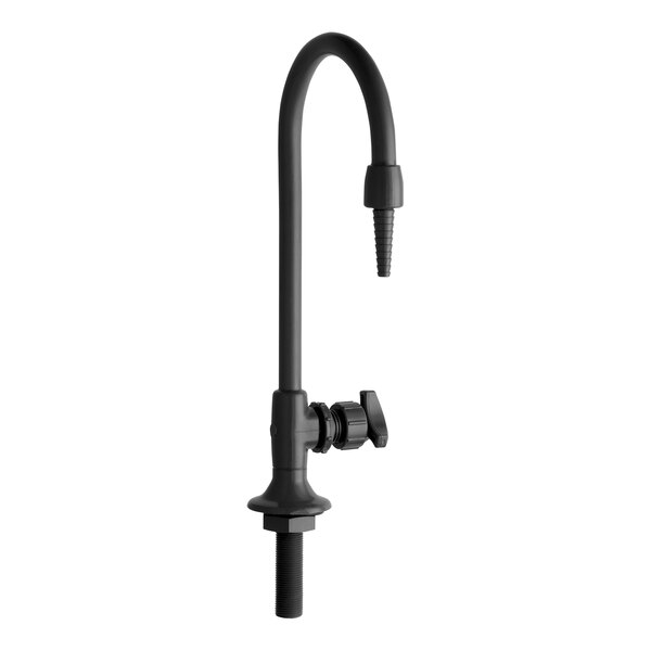 A black Chicago Faucets laboratory faucet with a metal lever.