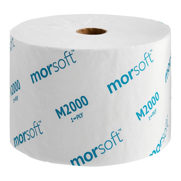 A Morcon Morsoft 1-Ply standard toilet paper roll with 2,000 sheets.