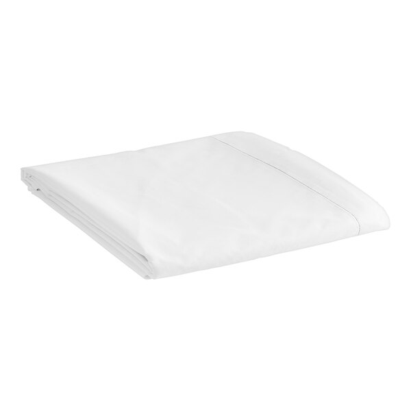 A white folded Dependability Twin XL flat sheet.