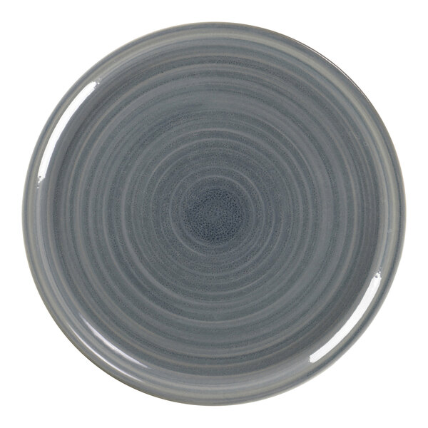 A grey plate with a circular pattern of dots.