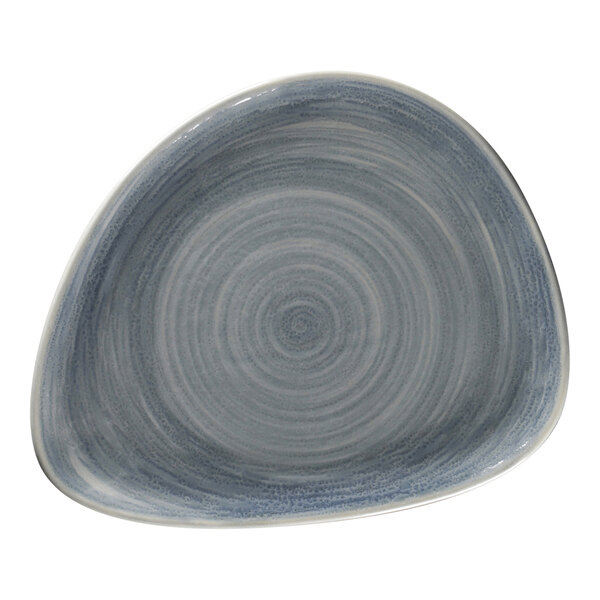 A grey RAK Porcelain plate with a spiral design on it.