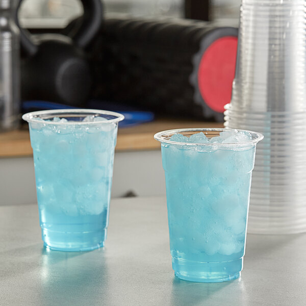 A glass of Gatorade Thirst Quencher Frost Glacier Freeze with ice cubes.