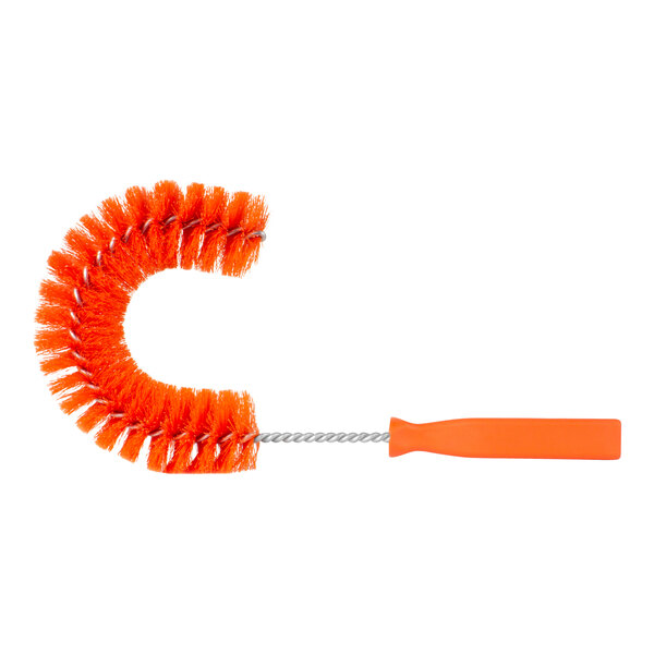 A close-up of an orange Carlisle Sparta Clean-In-Place brush with a handle.