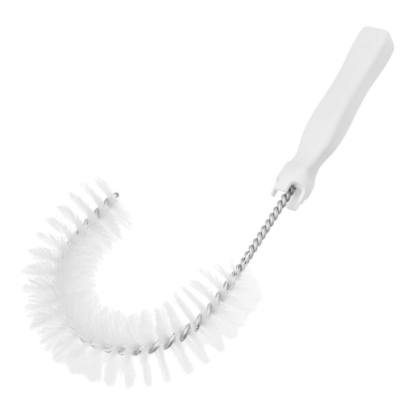 A white Carlisle Sparta Clean-In-Place hook brush with a silver handle.
