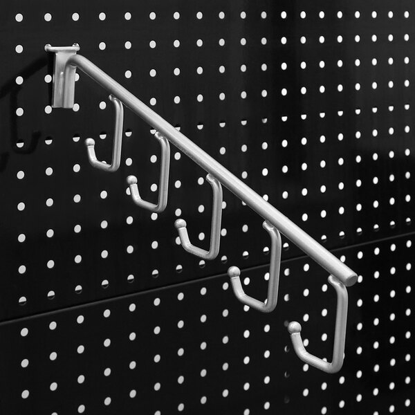 11 1/2" Chrome Steel Waterfall Hook with 5 JHooks for Pegboard Gondola