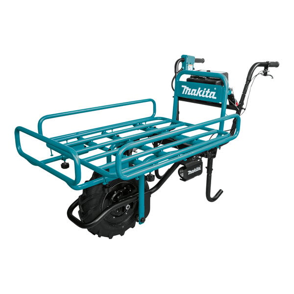 A blue Makita power-assisted dolly with a black wheel.