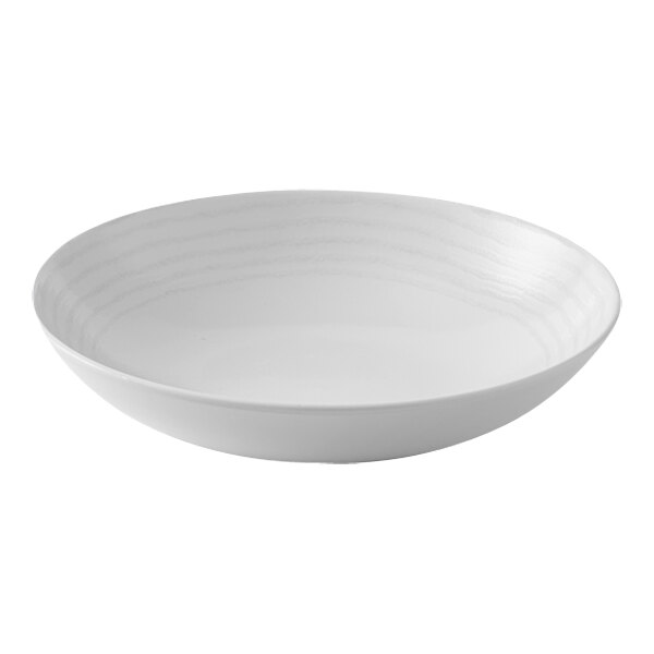 A white bowl with a curved design.