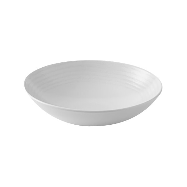 A Dudson Harvest Norse white coupe china bowl with a curved edge on a white background.