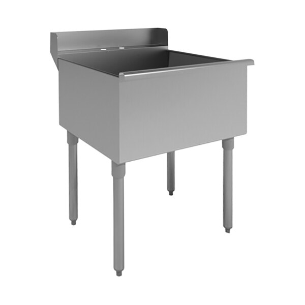 An Advance Tabco stainless steel utility sink with legs.