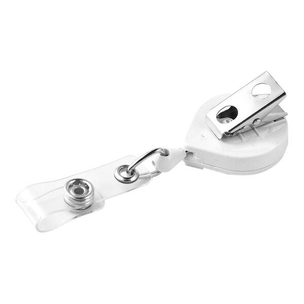 KEYBAK MiniBAK White ID Badge Holder with Swivel Bulldog Belt Clip