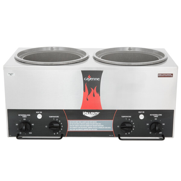 Vollrath 72028 Cayenne Twin 7 Qt. Countertop Warmer with Independent