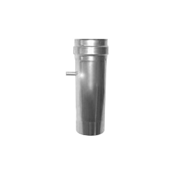 A stainless steel pipe with a cap on a white background.