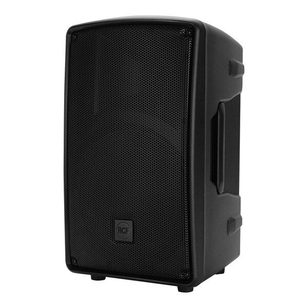 A black RCF HD10A MK5 speaker with a white background.