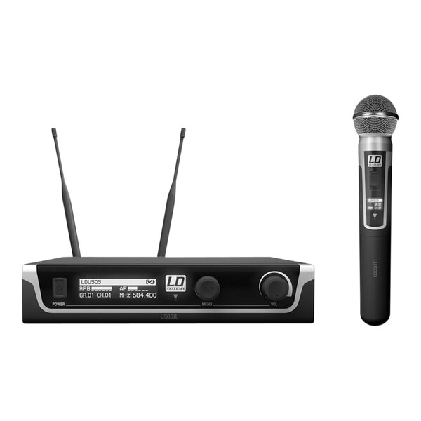 A black and silver LD Systems U504.7 HHD wireless microphone.