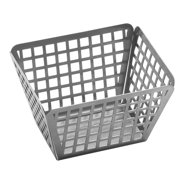 An American Metalcraft stainless steel rectangle fry basket with a grid pattern.