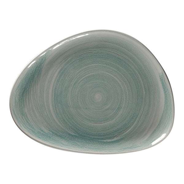 A RAK Porcelain sapphire blue and white swirl design on a flat organic porcelain plate.