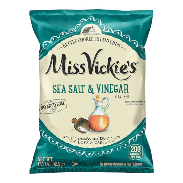 Miss Vickie's Sea Salt & Vinegar Kettle Potato Chips 1.375 oz. 64/Case