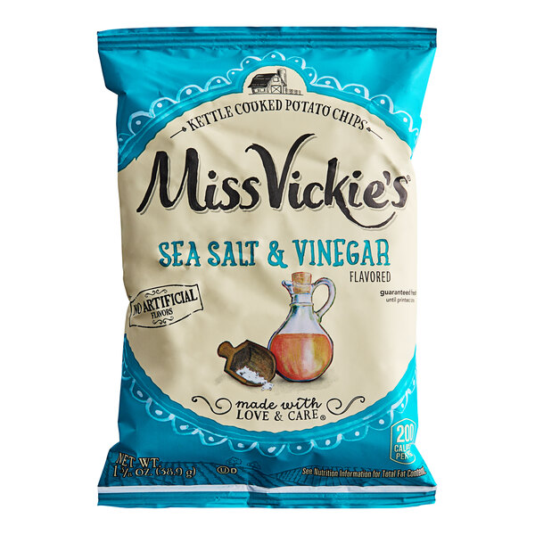 Miss Vickie's Sea Salt & Vinegar Kettle Potato Chips 1.375 oz. 64/Case