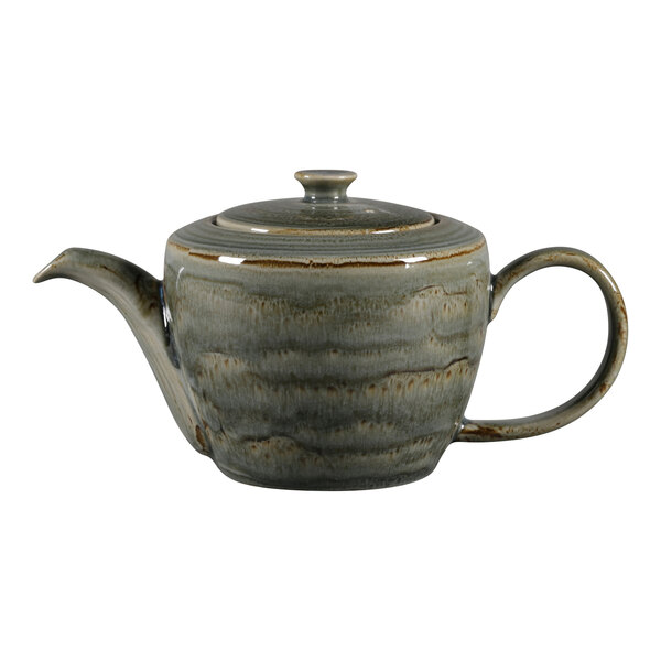 A close-up of a RAK Porcelain Peridot teapot with a lid.