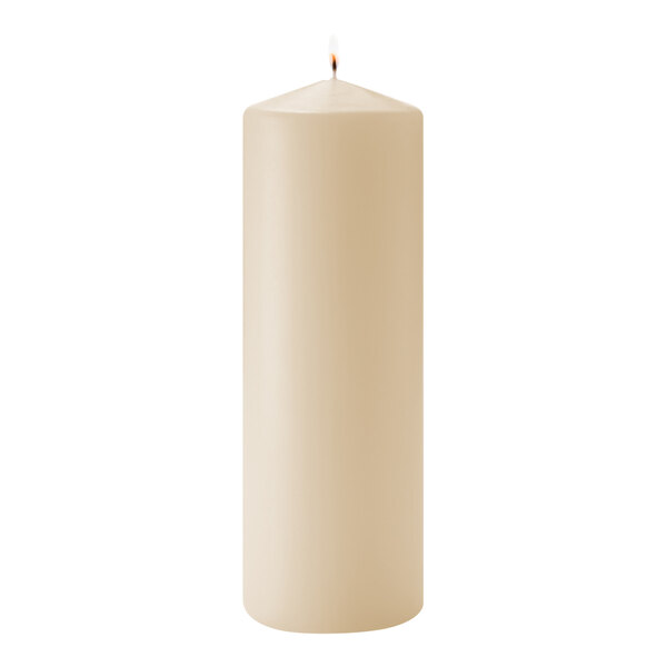 Hollowick 9" Ivory Wax Pillar Candle 12/Case