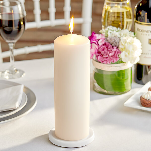 Hollowick 9" Ivory Wax Pillar Candle 12/Case