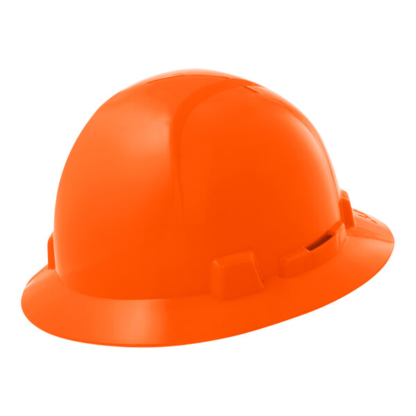 A Lift Safety Briggs orange hard hat with a white background.