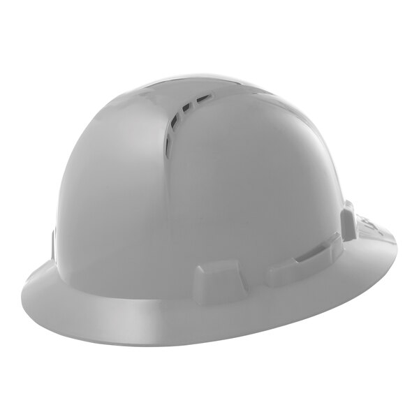 A white Lift Safety hard hat with a vented full brim and 4-point ratchet suspension.