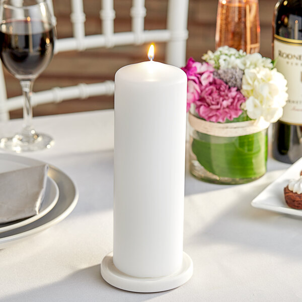 Hollowick 9" White Wax Pillar Candle 12/Case